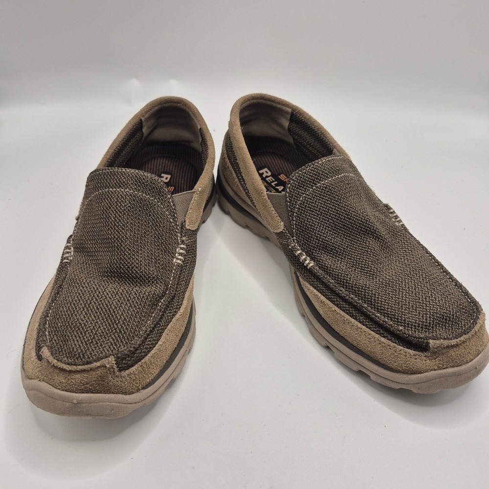 Skechers Relaxed Fit Mens 8 Memory Foam Slip On Loafers Tan Brown 64365 LTBR